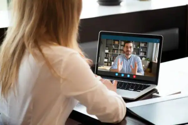 image of woman attending online mediation Enfield speak to our team today!